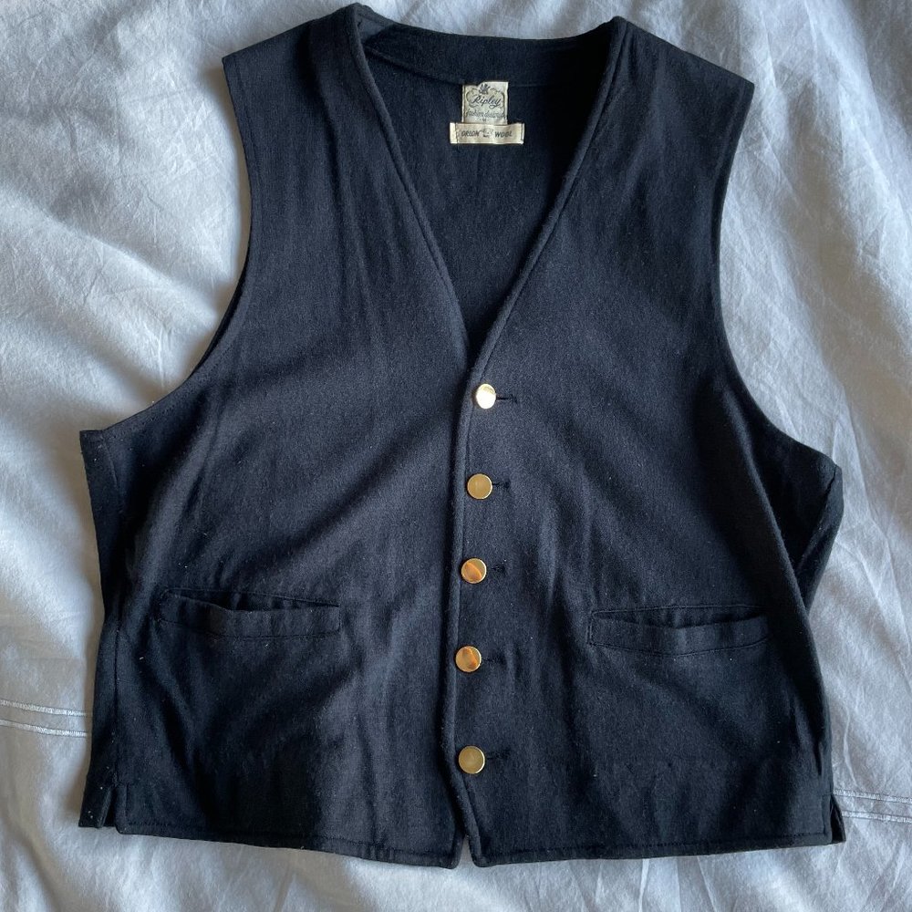 Vintage Black Wool Vest